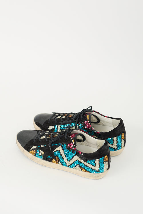 Golden Goose Black & Multicolour Sequin Superstar Sneaker