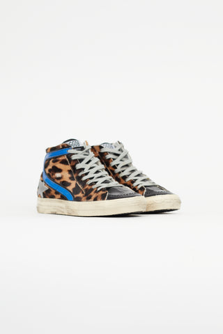 Golden Goose Brown & Multicolour Slide Ponyhair Sneaker