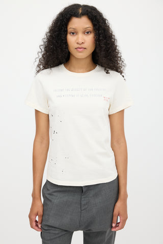 Golden Goose Cream Paint Splatter Script T-Shirt