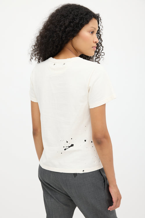 Golden Goose Cream Paint Splatter Script T-Shirt