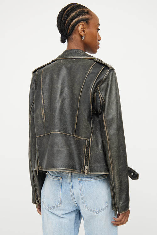 Golden Goose Distressed Leather Moto Jacket