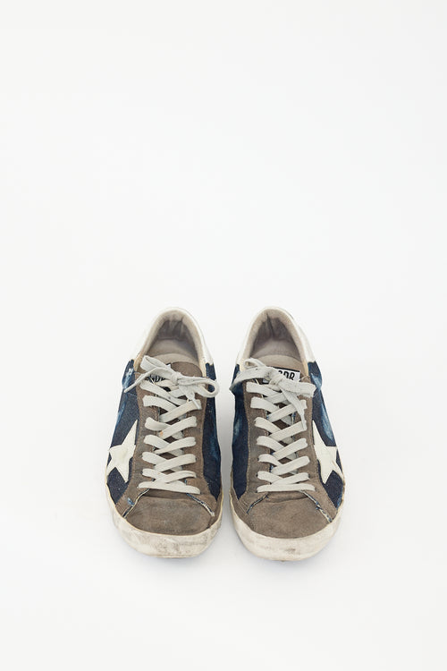 Golden Goose Grey & Navy Superstar Denim Sneaker