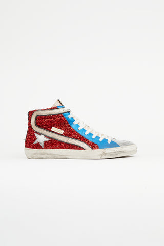 Golden Goose Red & Blue Slide Metallic Sneaker
