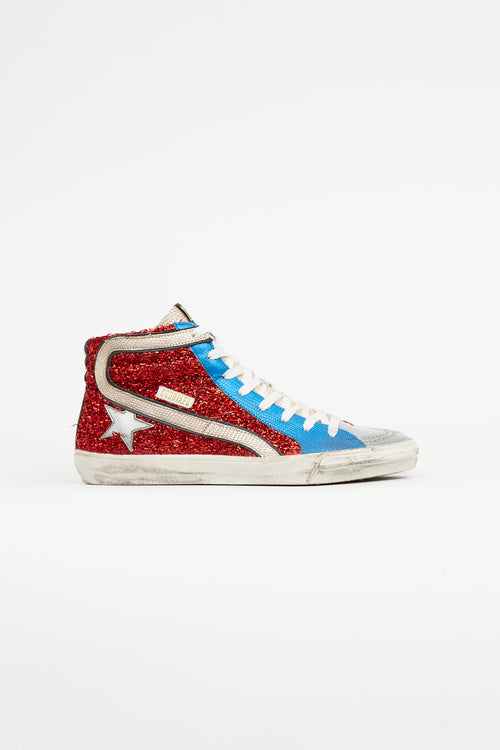 Golden Goose Red & Blue Slide Metallic Sneaker