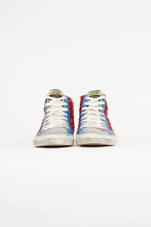 Golden Goose Red & Blue Slide Metallic Sneaker
