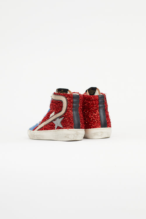 Golden Goose Red & Blue Slide Metallic Sneaker