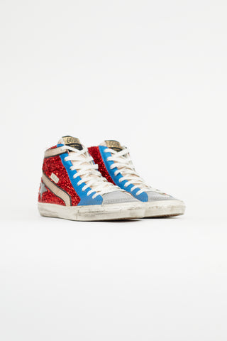 Golden Goose Red & Blue Slide Metallic Sneaker