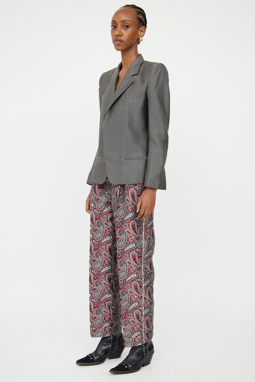 Golden Goose Red & Black Paisley Structured Trouser