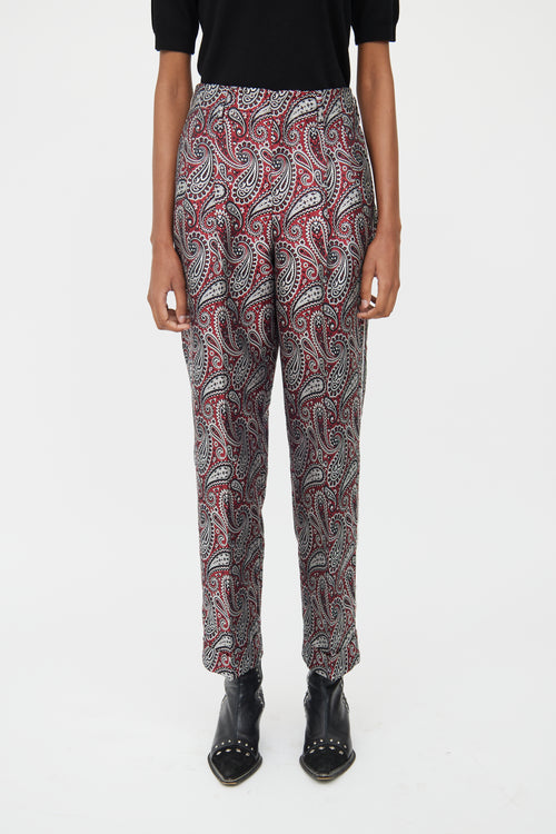 Golden Goose Red & Black Paisley Structured Trouser