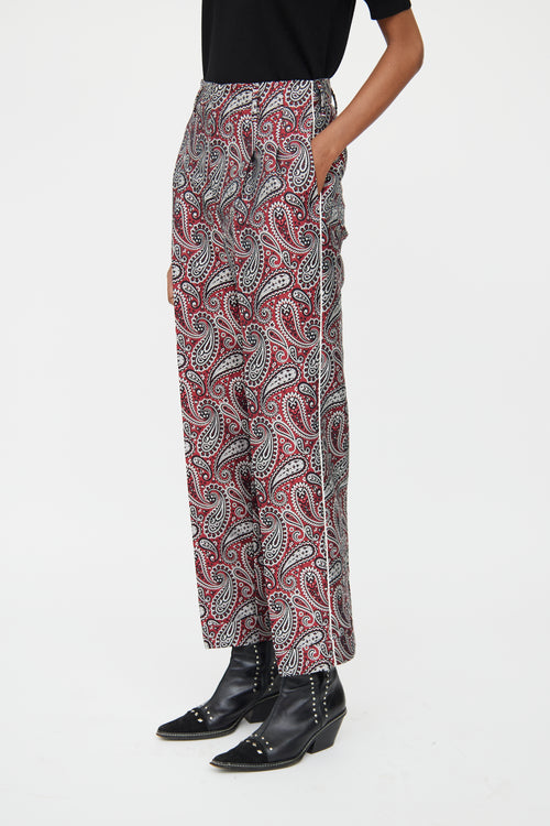 Golden Goose Red & Black Paisley Structured Trouser