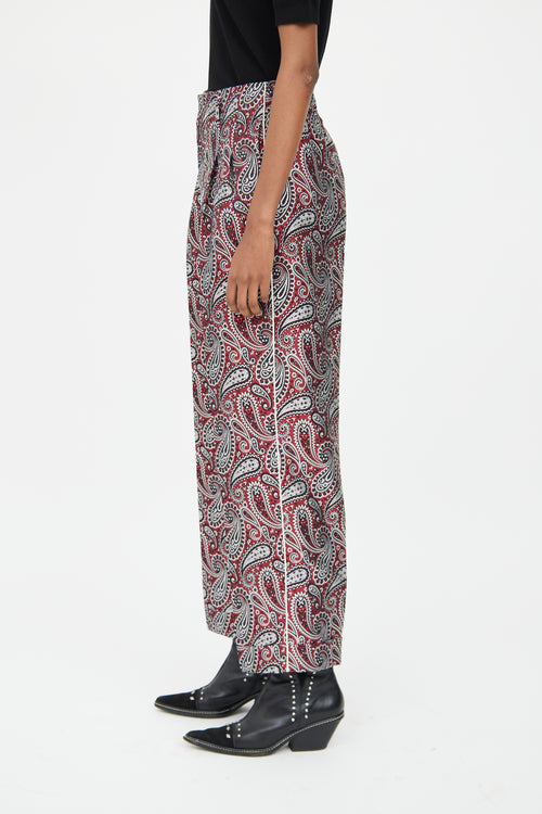 Golden Goose Red & Black Paisley Structured Trouser