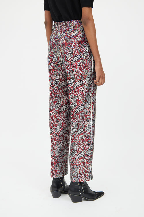 Golden Goose Red & Black Paisley Structured Trouser