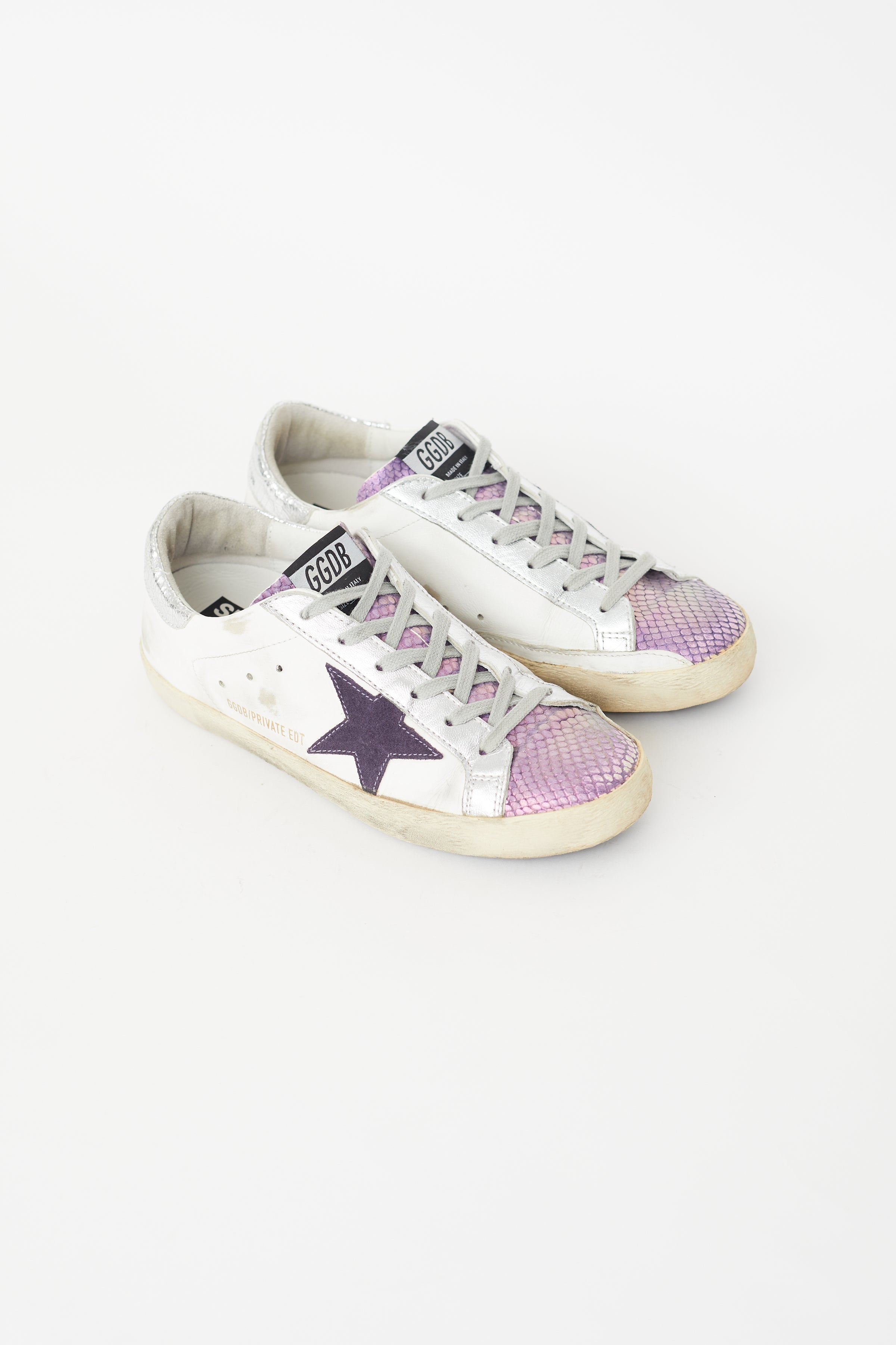 Golden Goose // White & Purple Superstar Metallic Sneaker – VSP Consignment