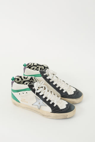 Golden Goose White & Multicolour Canvas Mid Star Sneaker