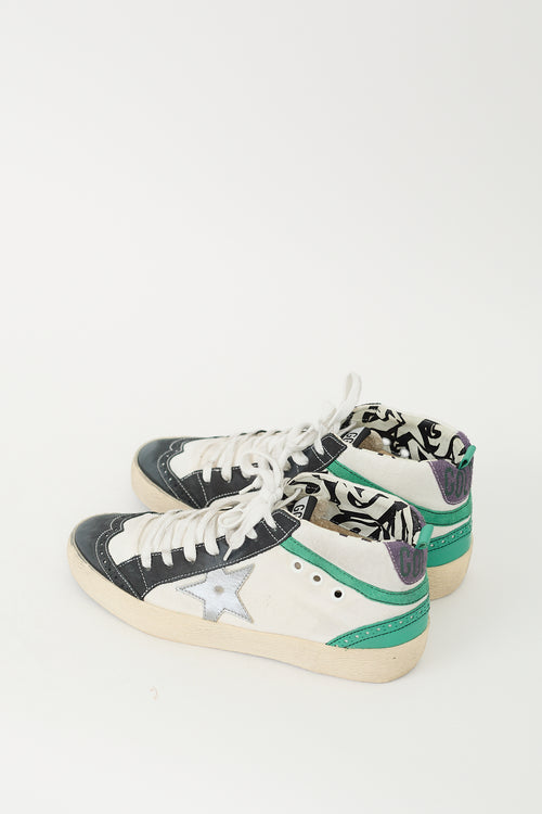 Golden Goose White & Multicolour Canvas Mid Star Sneaker