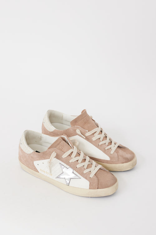 Golden Goose White Leather & Brown Suede Superstar Sneaker