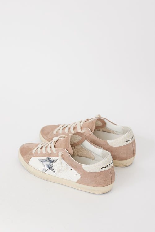 Golden Goose White Leather & Brown Suede Superstar Sneaker