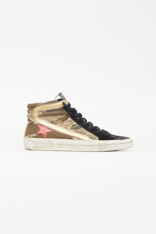 Golden Goose Black & Green Camo Slide Sneaker