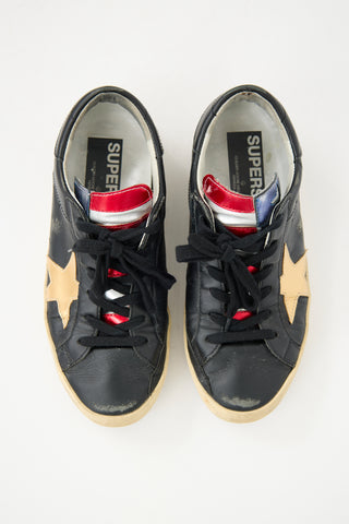 Golden Goose Black & Gold Leather Superstar Sneaker