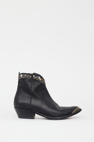 Golden Goose Black Leather Western Boot
