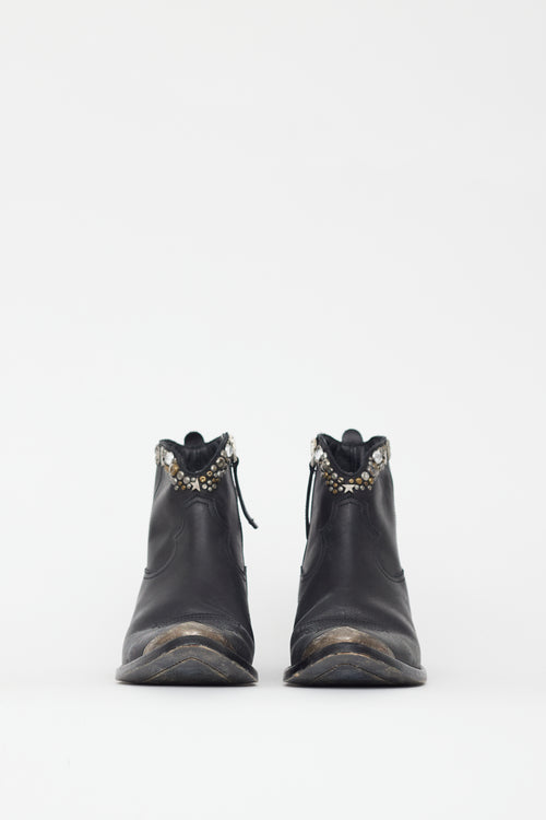 Golden Goose Black Leather Western Boot