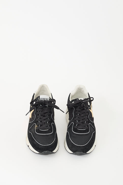 Golden Goose Black Sparkle Suede Running Sole Sneaker