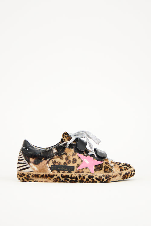 Golden Goose Black & Brown Printed Hair Old School Sneaker