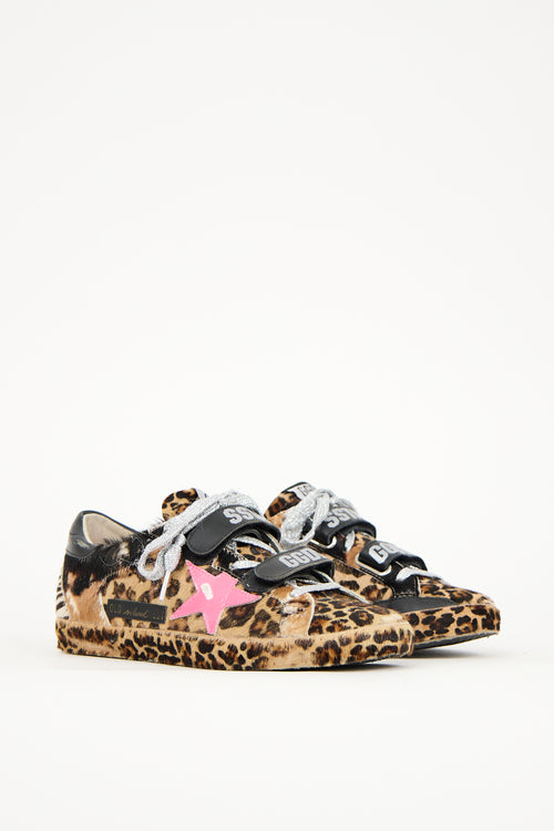 Golden Goose Black & Brown Printed Hair Old School Sneaker