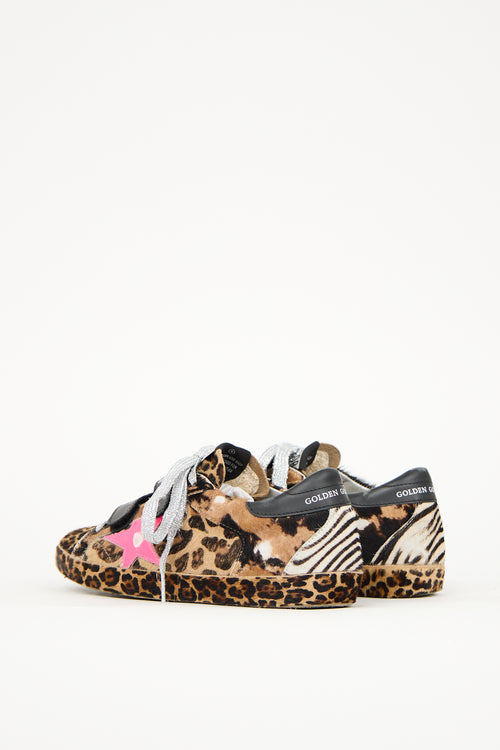 Golden Goose Black & Brown Printed Hair Old School Sneaker