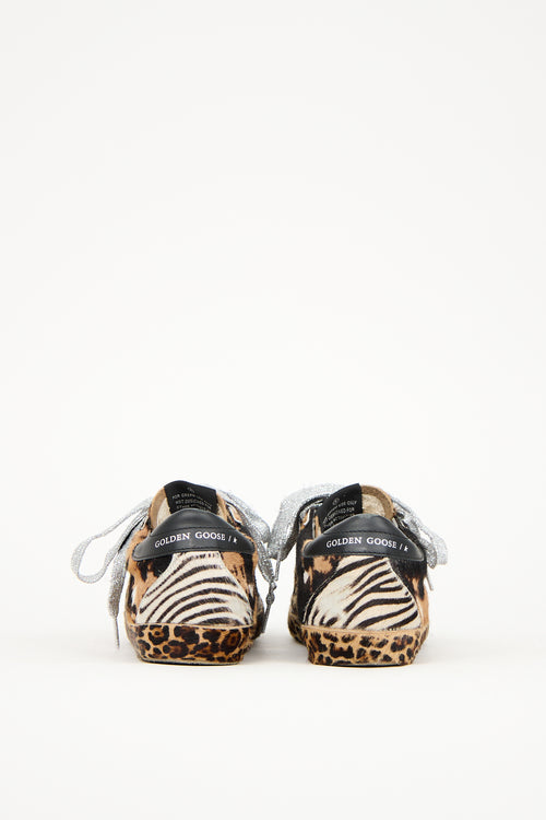 Golden Goose Black & Brown Printed Hair Old School Sneaker