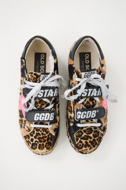 Golden Goose Black & Brown Printed Hair Old School Sneaker