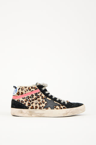 Golden Goose Black & Brown Suede Printed Mid Star Sneaker