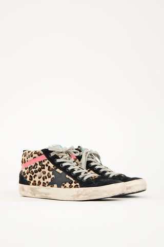 Golden Goose Black & Brown Suede Printed Mid Star Sneaker