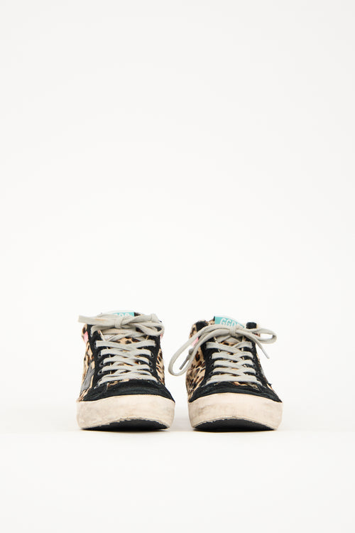 Golden Goose Black & Brown Suede Printed Mid Star Sneaker