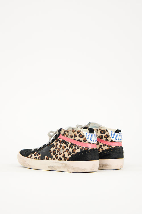 Golden Goose Black & Brown Suede Printed Mid Star Sneaker