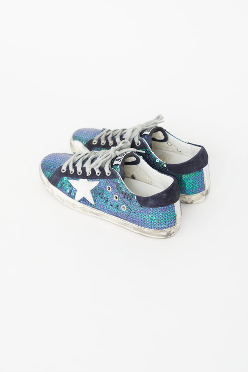 Golden Goose Blue Sequin Superstar Sneaker