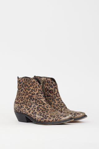 Golden Goose Brown & Black Leather Printed Western Boot