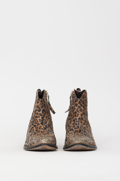 Golden Goose Brown & Black Leather Printed Western Boot