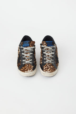 Golden Goose Brown & Black Textured Print Superstar Sneaker