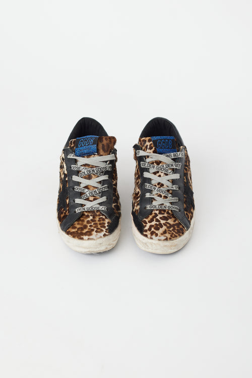 Golden Goose Brown & Black Textured Print Superstar Sneaker