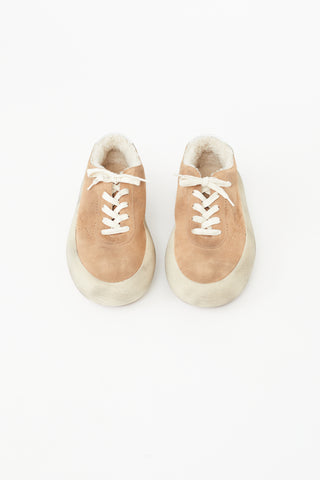 Golden Goose Brown Suede & Shearling Space Star Sneaker
