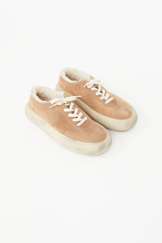 Golden Goose Brown Suede & Shearling Space Star Sneaker
