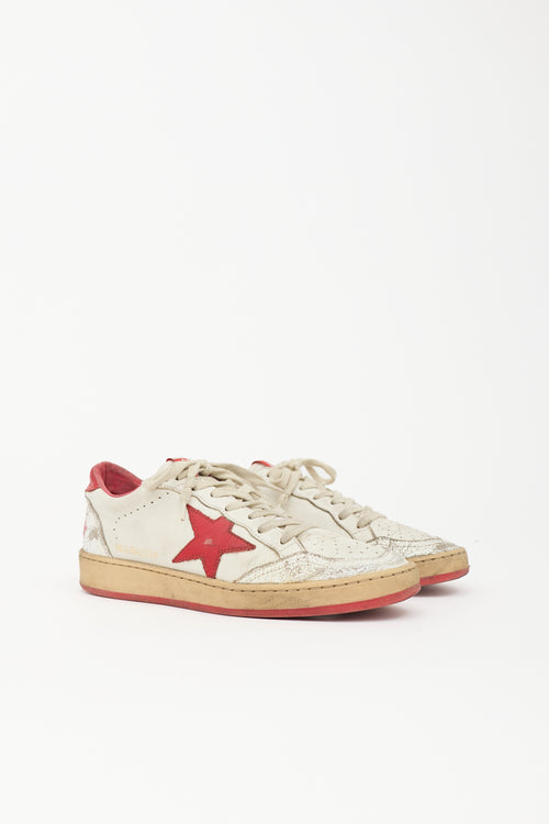 Golden Goose Distressed Leather Ball Star Sneaker