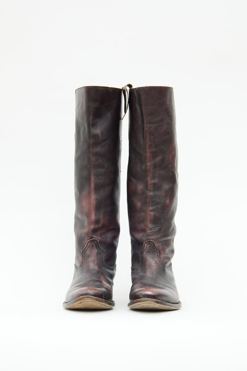 Golden Goose Distressed Brown Riding Boot