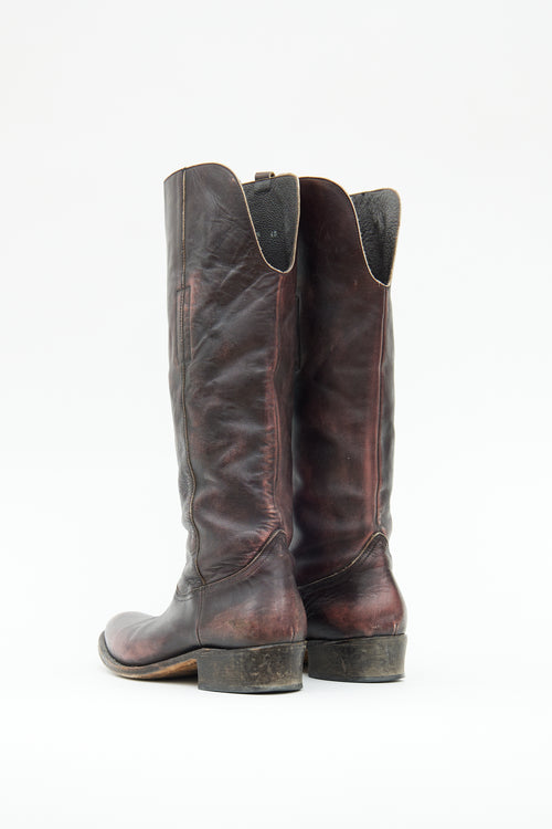 Golden Goose Distressed Brown Riding Boot