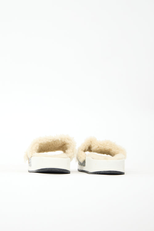 Golden Goose Glitter Shearling Poolstar Slide