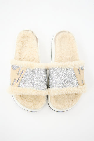 Golden Goose Glitter Shearling Poolstar Slide