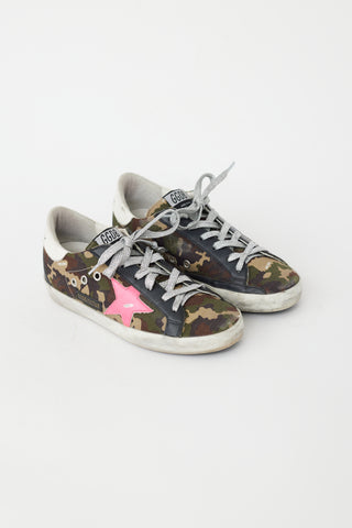 Golden Goose Green & Pink Camo Superstar Sneaker