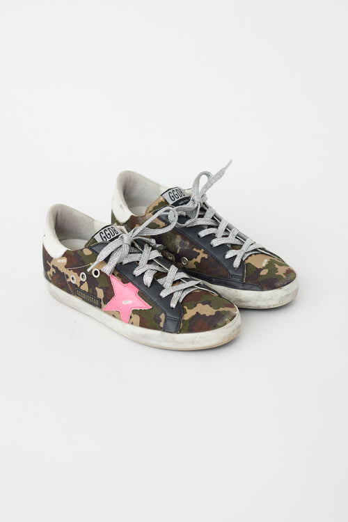 Golden Goose Green & Pink Camo Superstar Sneaker