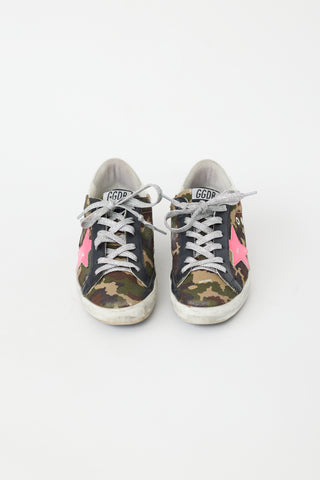 Golden Goose Green & Pink Camo Superstar Sneaker